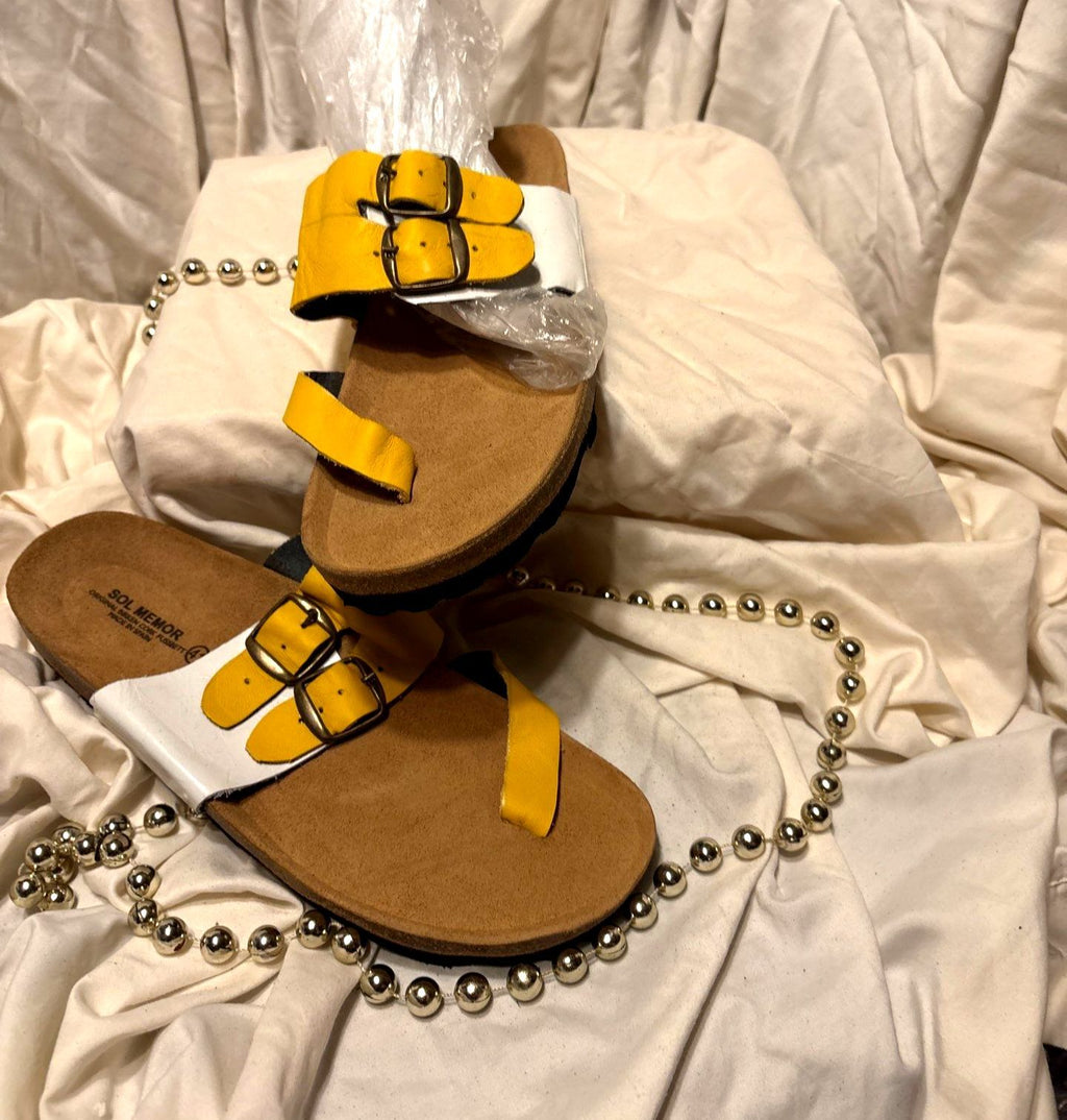 Yellow & White Sandals