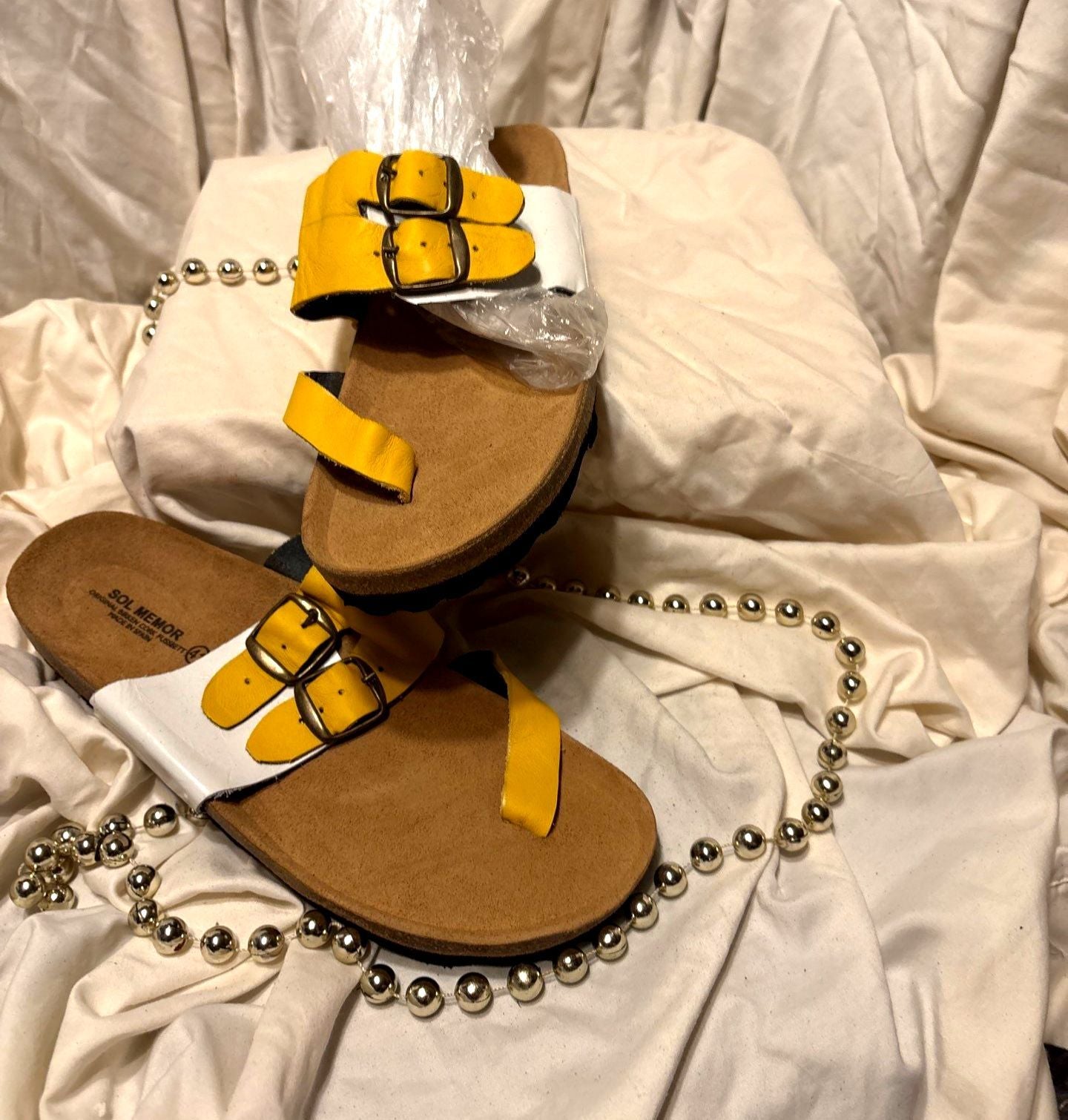 Yellow & White Sandals