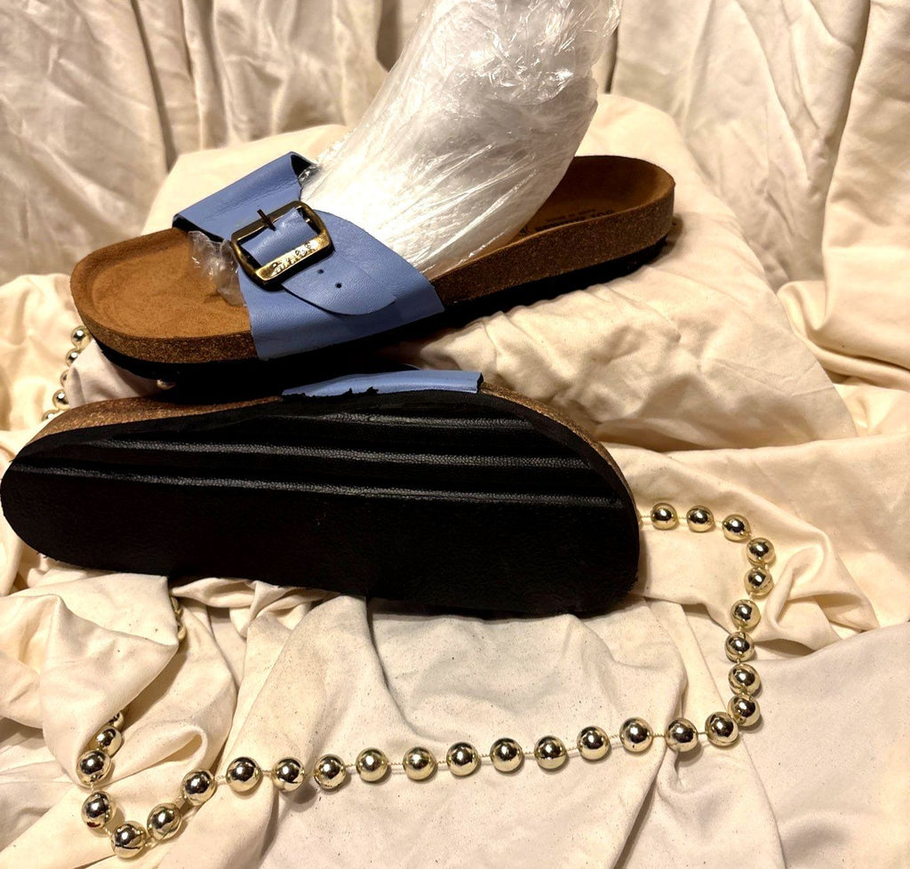Blue Leather Comfort Sandals