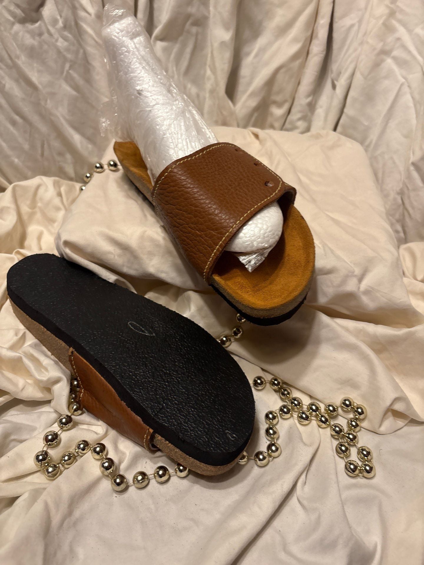 Heritage Slide Sandals – Chestnut Brown Leather